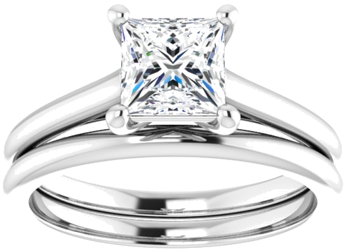 Continuum Sterling Silver  5.5 mm Square Solitaire Engagement Ring Mounting (8)