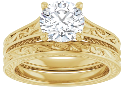 Sužadėtuvių Žiedas „Solitaire Scroll“ 10k yellow gold Round 7.4mm (8)