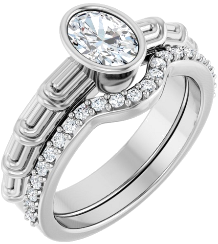 14K White 7 x 5 mm Oval Solitaire Engagement Ring Mounting (6)