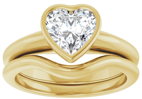 Sužadėtuvių Žiedas „Bezel-Set Solitaire“ 14k yellow gold Heart 7mm (8)
