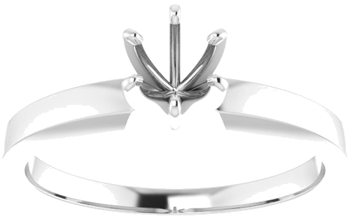 14K White 4.2-4.9 mm Round 6-Prong Solitaire Engagement Ring Mounting (3)