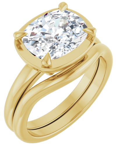 Sužadėtuvių Žiedas „Claw-Prong Solitaire Bezel-Style“ 14k yellow gold Elongated Cushion 10mm x 8mm (6)