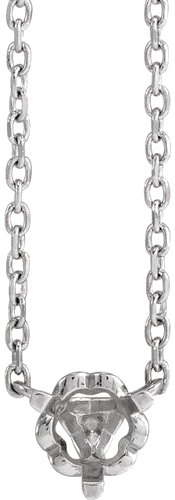 14K White 4 mm Round Solitaire 18  Necklace Mounting (1)