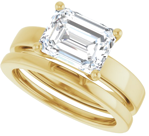 14K Yellow 9x7 mm Emerald Solitaire Engagement Ring Mounting (9)