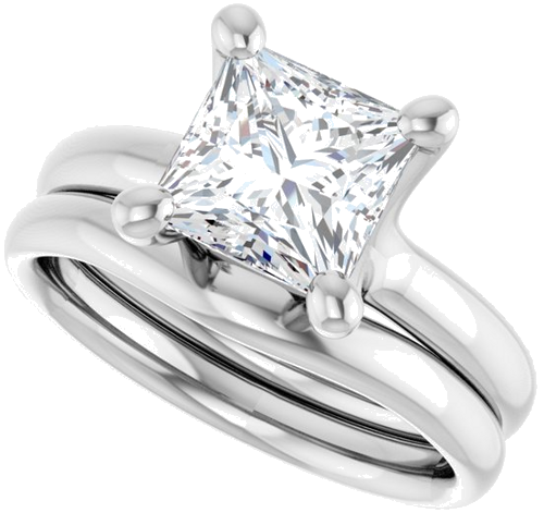 Sužadėtuvių Žiedas „Solitaire“ 14k white gold Square 7mm (10)