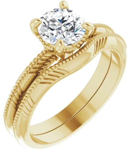 14K Yellow 6.5 mm Round Solitiare Engagement Ring Mounting (6)