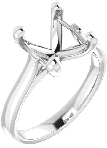 14K White 11x9 mm Oval Engagement Ring Mounting (1)