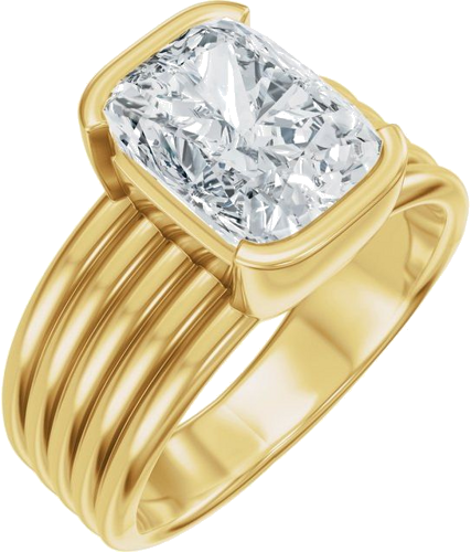 Sužadėtuvių Žiedas „Half Bezel Solitaire“ 14k yellow gold Elongated Cushion 9mm x 7mm (1)