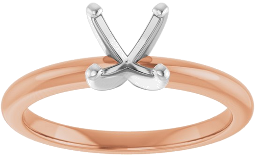 Sužadėtuvių Žiedas „Solitaire“ 585 Baltojo Ir Rožinis Aukso Round 6.5mm (3)