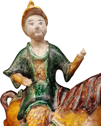 Glazūruota keraminė stogo kraigo figūra su raiteliu ant žirgo, Ming dinastija, Kinija, XIV – XVII a. (4)