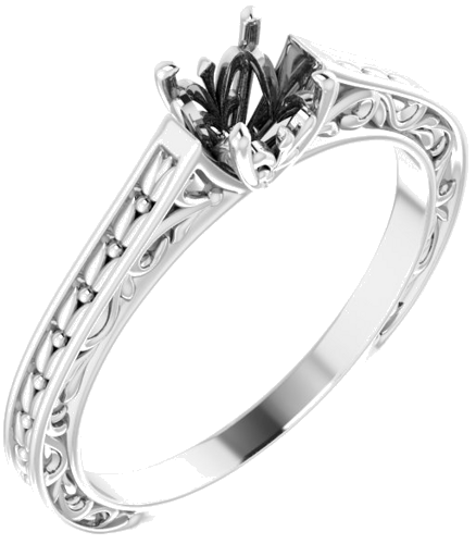 14K White 5.2 mm Round Solitaire Engagement Ring Mounting (1)