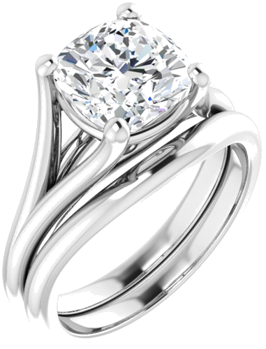 Sužadėtuvių Žiedas „Solitaire“ 14k white gold Cushion 8mm (6)
