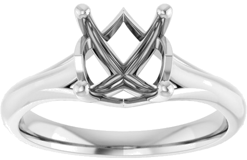 14K White 8 mm Round Solitaire Engagement Ring Mounting (3)