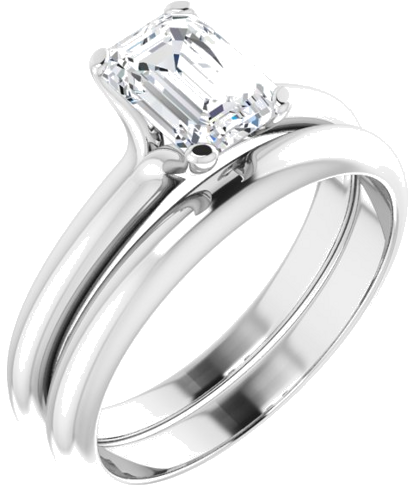 Sužadėtuvių Žiedas „Solitaire“ 14k white gold Emerald 7mm x 5mm (6)