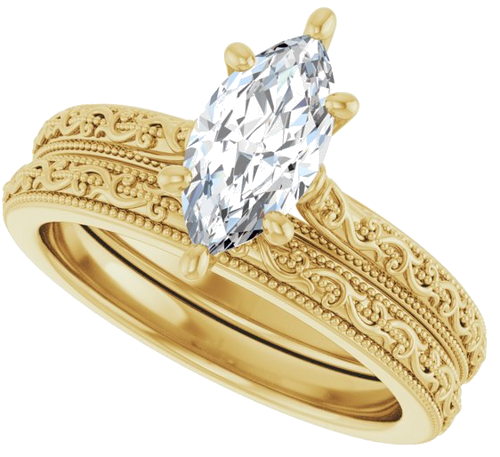 Sužadėtuvių Žiedas „Solitaire Sculptural“ 10k yellow gold Marquise 10mm x 5mm (10)
