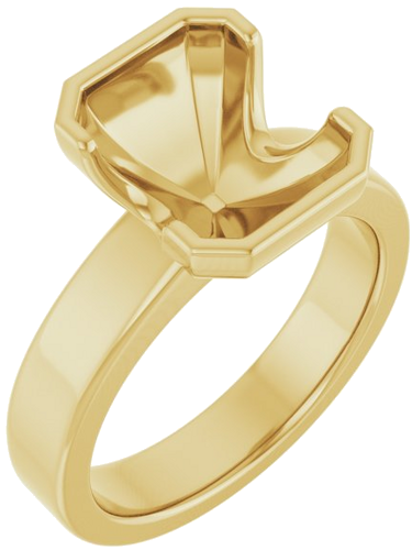 Sužadėtuvių Žiedas „Half-Bezel Solitaire“ 14k yellow gold Emerald 10mm x 8mm (1)