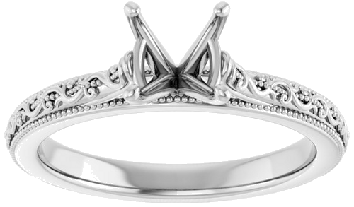 14K White  6.5 mm Round Solitaire Engagement Ring Mounting (3)