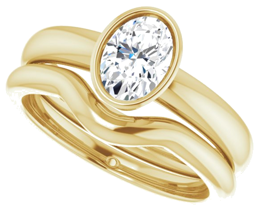 Sužadėtuvių Žiedas „Bezel-Set Solitaire“ 14k yellow gold Oval 7mm x 5mm (10)