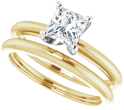 Sužadėtuvių Žiedas 14k yellow/white gold Square 5mm (10)