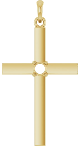 Pakabukas „Birthstone Cross“ 14k yellow gold Round 3mm (1)