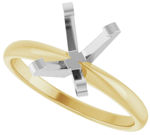 14K Yellow White 8x6 mm Emerald Solitaire Engagement Ring Mounting (5)