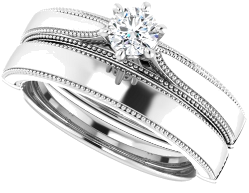 Sužadėtuvių Žiedas „Solitaire“ 14k white gold Round 4.1mm (10)