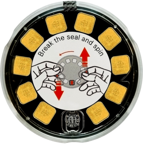 10 x 1 g Multidisc (Aukso sėklos) Investicinio aukso luitai Argor-Heraeus (2)