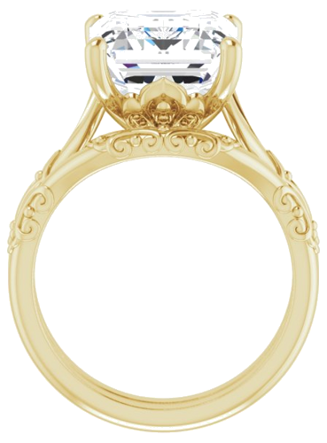 Sužadėtuvių Žiedas „Solitaire Sculptural“ 10k yellow gold Emerald 12mm x 10mm (7)