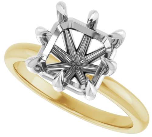 Sužadėtuvių Žiedas „Claw-Prong“ 18k yellow/white gold Asscher 8mm (5)