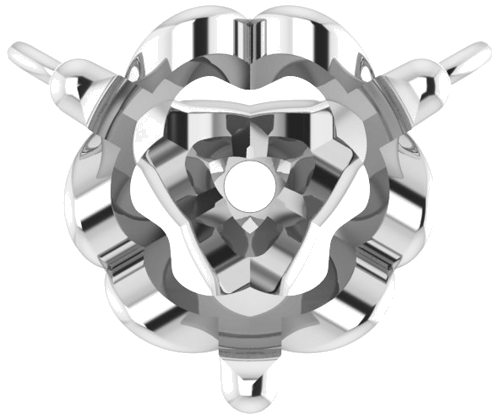 14K White 5 mm Round 3-Prong Heart Necklace Center (1)