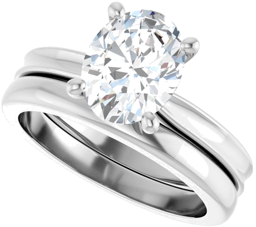Sužadėtuvių Žiedas 14k white gold Oval 9mm x 7mm (10)