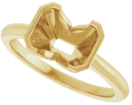14K Yellow 8x6 mm Emerald Solitaire Engagement Ring Mounting (5)