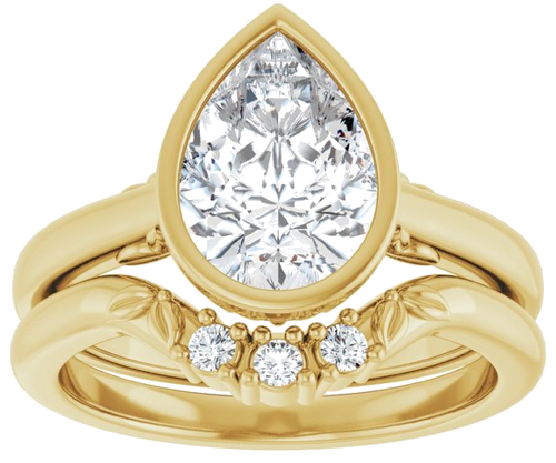 Sužadėtuvių Žiedas „Bezel-Set“ 14k yellow gold Pear 10mm x 7mm (8)