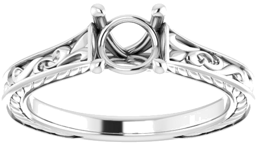 Sužadėtuvių Žiedas „Solitaire Scroll“ 14k white gold Round 5.8mm (3)