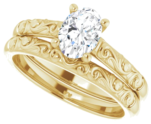 Sužadėtuvių Žiedas „Solitaire“ 14k yellow gold Oval 7mm x 5mm (10)