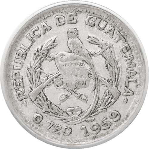10 Centavos (1949-1959) Gvatemala sidabrinė moneta (2)