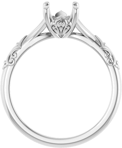 Sužadėtuvių Žiedas „Solitaire Sculptural“ 14k white gold Oval 8mm x 6mm (2)