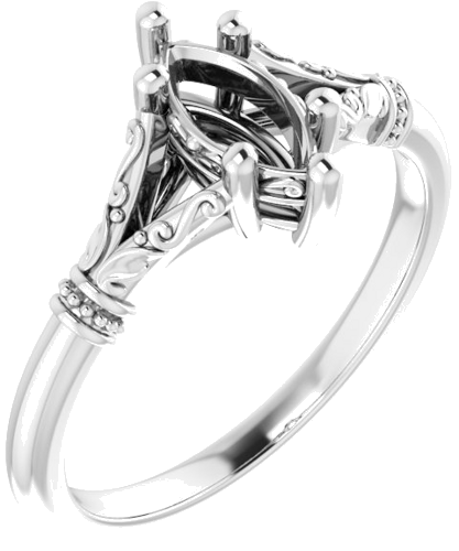 14K White 8x4 mm Marquise Solitaire Engagement Ring Mounting (1)