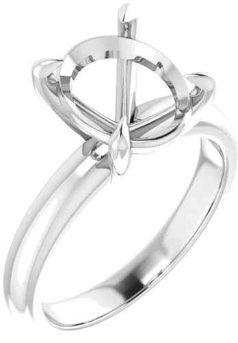 Sužadėtuvių Žiedas „Claw-Prong Solitaire“ 14k white gold Oval 11mm x 9mm (1)