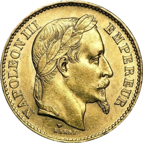 20 frankų Napoleonas III (Su Vainiku) 1861-1870 Prancūzijos Imperija auksinė moneta (1)
