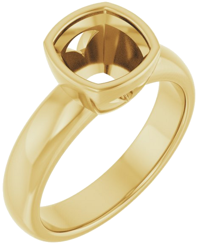 Sužadėtuvių Žiedas „Bezel-Set Solitaire“ 14k yellow gold Cushion 7mm (1)