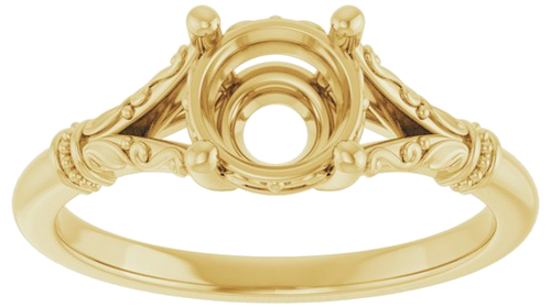 14K Yellow 6.5 mm Round Solitaire Engagement Ring Mounting (3)