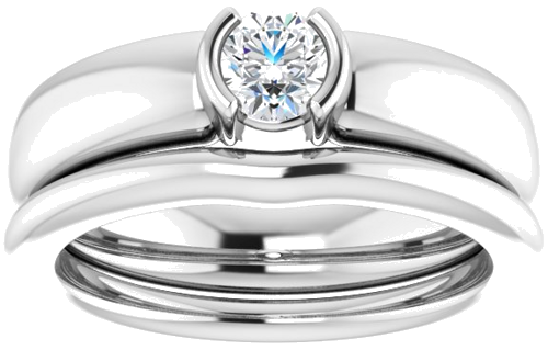 Sužadėtuvių Žiedas „Half Bezel Solitaire“ 417 Baltojo Aukso Round 4.4mm (8)