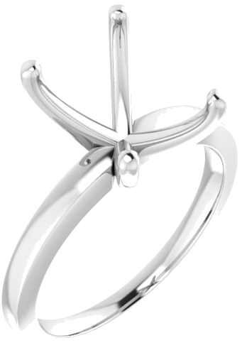 14K White 10x8 mm Emerald Solitaire Engagement Ring Mounting (1)