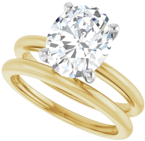 Sužadėtuvių Žiedas „Solitaire“ 585 Baltojo Ir Geltonojo Aukso Oval 10mm x 8mm (10)