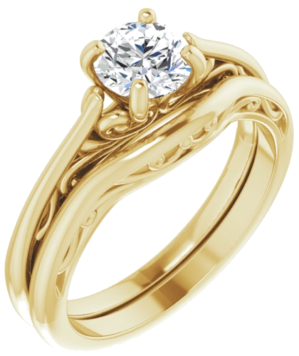 Sužadėtuvių Žiedas „Solitaire“ 585 Geltonojo Aukso Round 5.8mm (11)