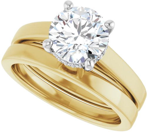 Sužadėtuvių Žiedas „Hidden Halo-Style“ 14k yellow/white gold Round 7.4mm (10)