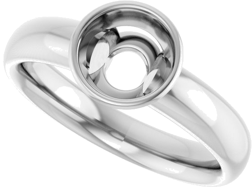14K White 6.5 mm Round Engagement Ring Mounting (5)