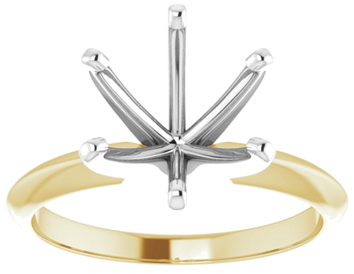 14K Yellow   White 9.1-9.7 mm Round 6-Prong Solitaire Ring Mounting (3)