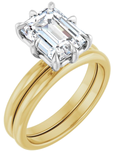 Sužadėtuvių Žiedas „Claw-Prong“ 14k yellow/white gold Emerald 9mm x 7mm (6)